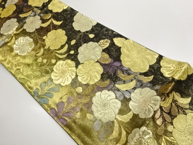 JAPANESE KIMONO / HIKIHAKU TSUJIGAHANA PATTERN WOVEN FUKURO OBI